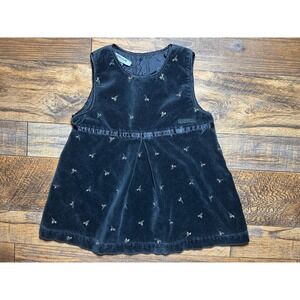 OshKosh Kids Black Velvet Dress Floral Embroidery Sleeveless 12‎ Months
